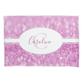 Magenta Glitter Personaliseert Hoesje Pillow Kussensloop (Voorkant)