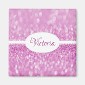 Magenta Glitter Personalized Magnet (Voorkant)