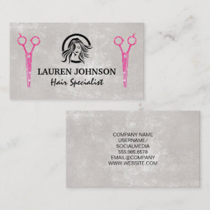 Magenta Glitter Salon Scissors Logo Beauty Visitekaartje