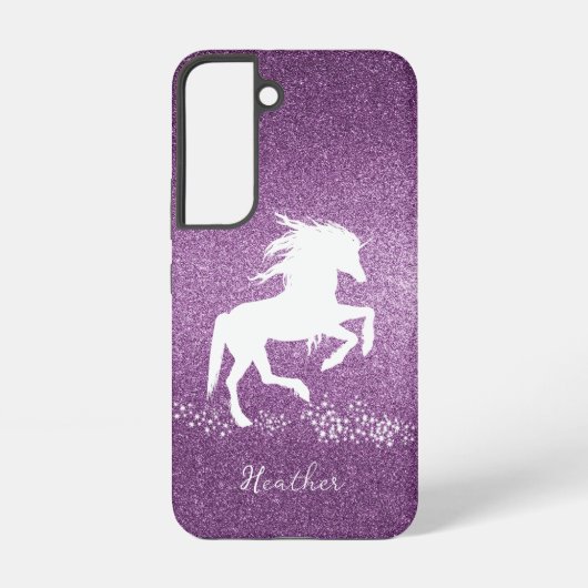 Magenta Glitter Unicorn Samsung Galaxy Hoesje (Achterkant)