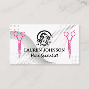 Magenta Glitterschaar Salon Logo Kapsalon Visitekaartje