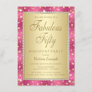 Magenta Gold 50e verjaardag feestdagen Kaart