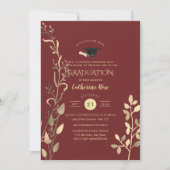 Magenta Gold AFSTUDEREN Ceremony Party Invitation Kaart (Voorkant)