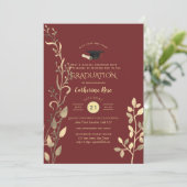 Magenta Gold AFSTUDEREN Ceremony Party Invitation Kaart (Staand voorkant)