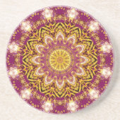 Magenta Gold Boho Roos Mandala Zandsteen Onderzetter (Voorkant)
