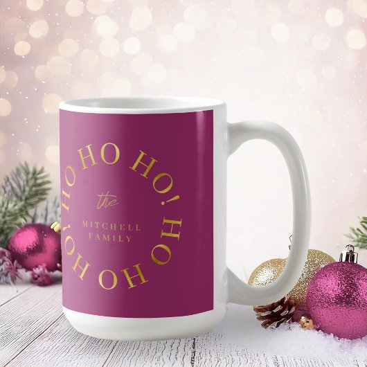 Magenta Gold Christmas Ho Ho Ho ID1009 Koffiemok