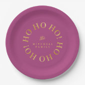 Magenta Gold Christmas Ho Ho Ho ID1009 Papieren Bordje (Voorkant)
