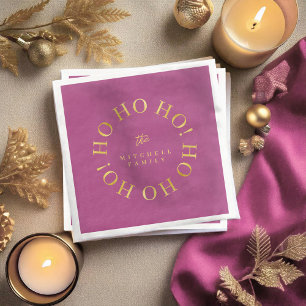Magenta Gold Christmas Ho Ho Ho ID1009 Servet
