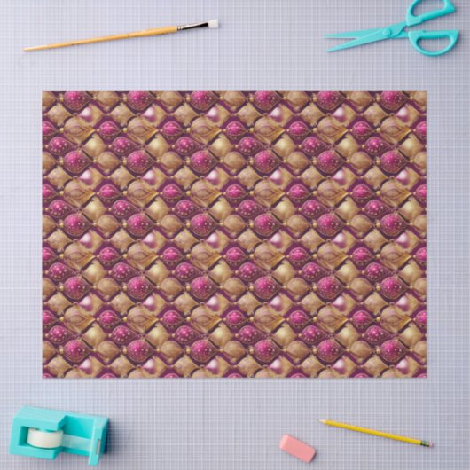 Magenta Gold Christmas Pattern#12 ID1009 Tissuepapier (Craft)