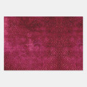  Magenta Gold Damask Grunge Textielpatroon Inpakpapier Vel (Voorkant 3)
