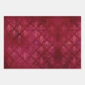  Magenta Gold Damask Grunge Textielpatroon Inpakpapier Vel (Voorkant 2)