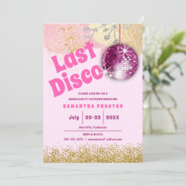 Magenta Gold Last Disco Retro Glam Bachelorette Kaart