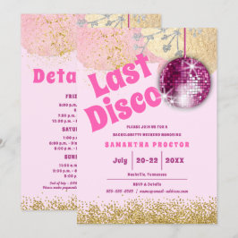 Magenta Gold Last Disco Retro Glam Bachelorette Kaart