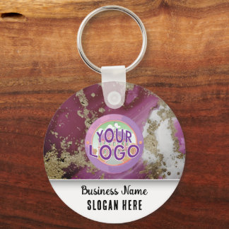 Magenta Gold Marble Branding Elegant Business Logo Sleutelhanger
