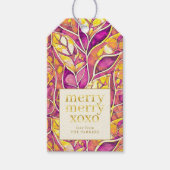 Magenta Gold Merry Merry Pattern#21 ID1009 Cadeaulabel (Voorkant)