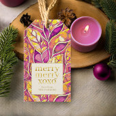 Magenta Gold Merry Merry Pattern#21 ID1009 Cadeaulabel