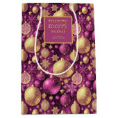 Magenta Gold Merry Merry Pattern # 31 ID1009 Medium Cadeauzakje (Voorkant)