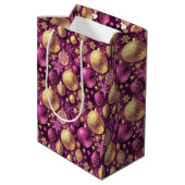 Magenta Gold Merry Merry Pattern # 31 ID1009 Medium Cadeauzakje (Achterkant Gekanteld)