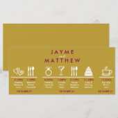 Magenta Gold Weduwtijdlijn Welkomsttas Opmerking (Voorkant / Achterkant)