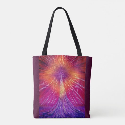 Magenta Golden Diamond Tree Tote Bag (Achterkant)