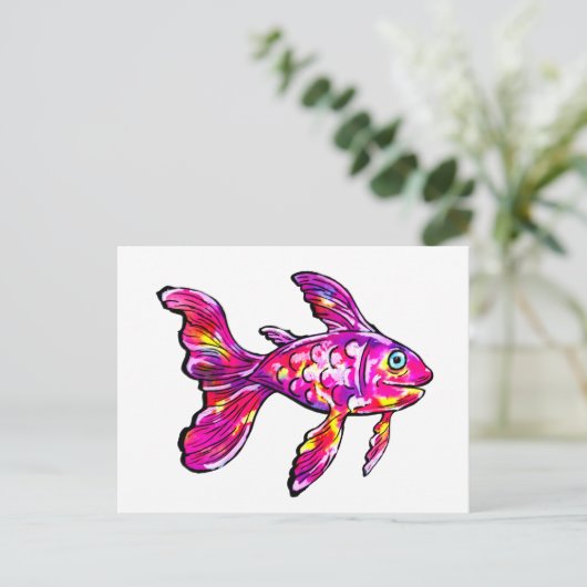 Magenta Goldfish Briefkaart (Staand voorkant)