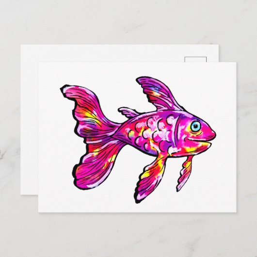 Magenta Goldfish Briefkaart (Voorkant / Achterkant)