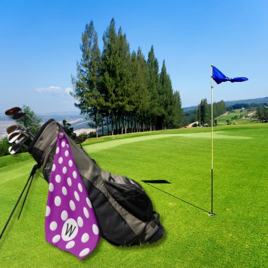 Magenta Golfbalpatroon Monogram Gepersonaliseerd Golfhanddoek