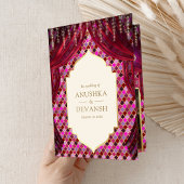 Magenta Goud Bloemengordijn Indische Hindoe Bruilo