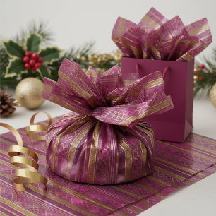 Magenta Goud Kerst Patroon#2 ID1009 Tissuepapier