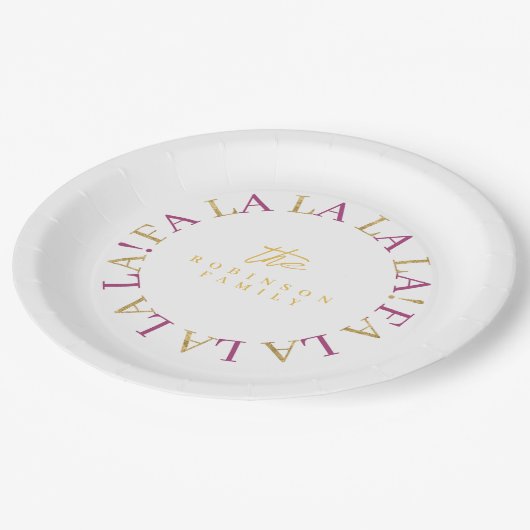 Magenta Goud Kerstmis Fa La ID1009 Papieren Bordje (Gekanteld)