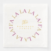 Magenta Goud Kerstmis Fa La ID1009 Servet (Voorkant)