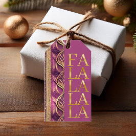 Magenta Goud Kerstmis Fa La Patroon # 27 ID1009 Cadeaulabel