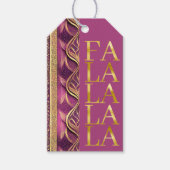 Magenta Goud Kerstmis Fa La Patroon # 27 ID1009 Cadeaulabel (Voorkant)