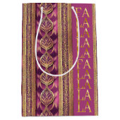 Magenta Goud Kerstmis Fa La Patroon # 27 ID1009 Medium Cadeauzakje (Voorkant)