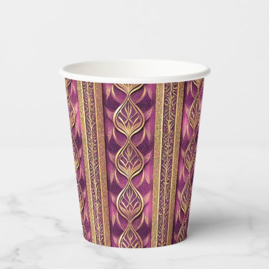 Magenta Goud Kerstmis Fa La Patroon # 27 ID1009 Papieren Bekers (Achterkant)