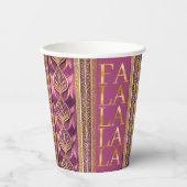 Magenta Goud Kerstmis Fa La Patroon # 27 ID1009 Papieren Bekers (Voorkant)