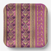 Magenta Goud Kerstmis Fa La Patroon # 27 ID1009 Papieren Bordje (Voorkant)