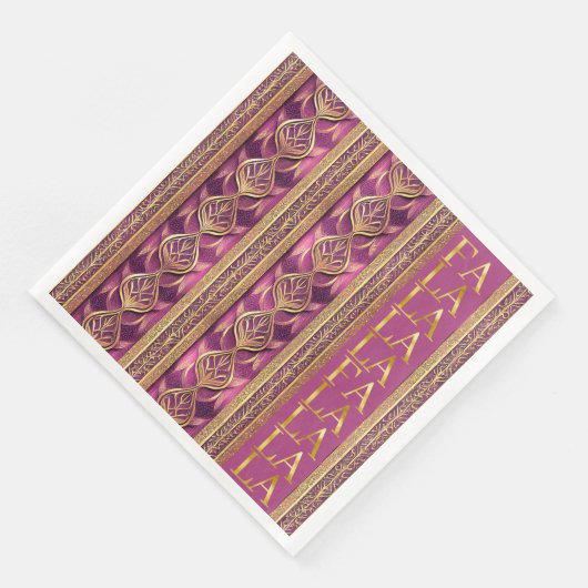 Magenta Goud Kerstmis Fa La Patroon # 27 ID1009 Servet (Hoek)