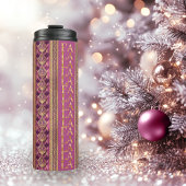Magenta Goud Kerstmis Fa La Patroon # 27 ID1009 Thermosbeker
