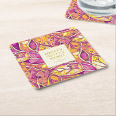 Magenta Goud Kerstmis Merry Patroon # 21 ID1009 Kartonnen Onderzetters (Schuin)