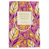 Magenta Goud Kerstmis Merry Patroon # 21 ID1009 Medium Cadeauzakje (Voorkant)