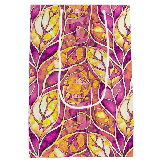 Magenta Goud Kerstmis Merry Patroon # 21 ID1009 Medium Cadeauzakje (Achterkant)