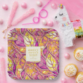 Magenta Goud Kerstmis Merry Patroon # 21 ID1009 Papieren Bordje (Feest)