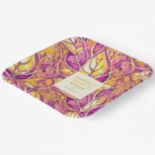 Magenta Goud Kerstmis Merry Patroon # 21 ID1009 Papieren Bordje (Gebogen)