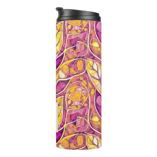 Magenta Goud Kerstmis Merry Patroon # 21 ID1009 Thermosbeker (Geroteerd rechts)