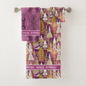 Magenta Goud Kerstmis Merry Patroon # 25 ID1009 Bad Handdoek (Insitu)