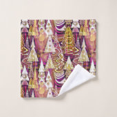 Magenta Goud Kerstmis Merry Patroon # 25 ID1009 Bad Handdoek (Wasdoekje)