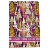 Magenta Goud Kerstmis Merry Patroon # 25 ID1009 Medium Cadeauzakje (Voorkant)