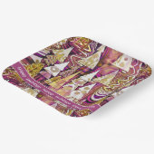 Magenta Goud Kerstmis Merry Patroon # 25 ID1009 Papieren Bordje (Gebogen)