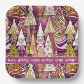 Magenta Goud Kerstmis Merry Patroon # 25 ID1009 Papieren Bordje (Voorkant)